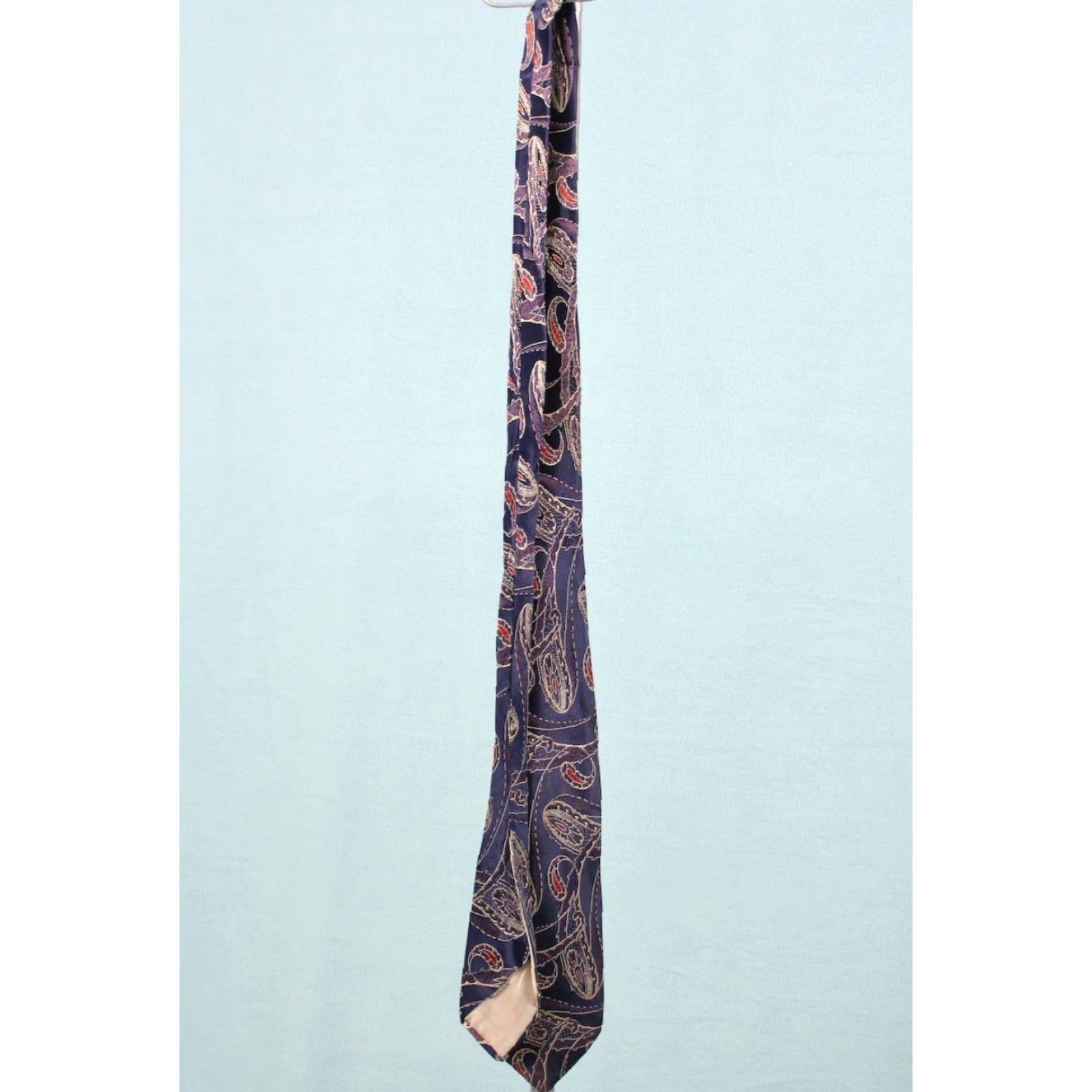 Vintage VTG 1930s Necktie Blue Paisley Pattern 30s Tie Men's Shirt Size ONE SIZE - 5 Thumbnail