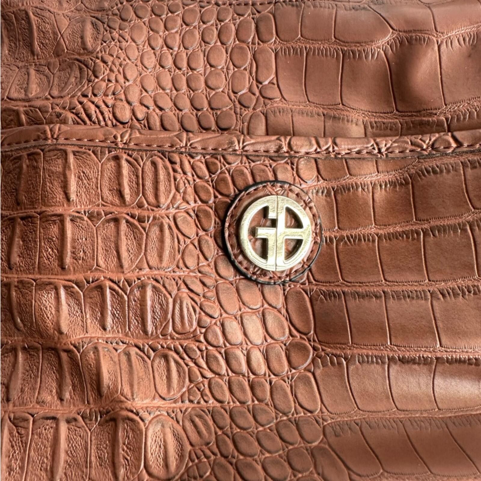 Other Brown Eco Croc Embossed Backpack Purse with Silver Accent Size ONE SIZE - 2 Thumbnail