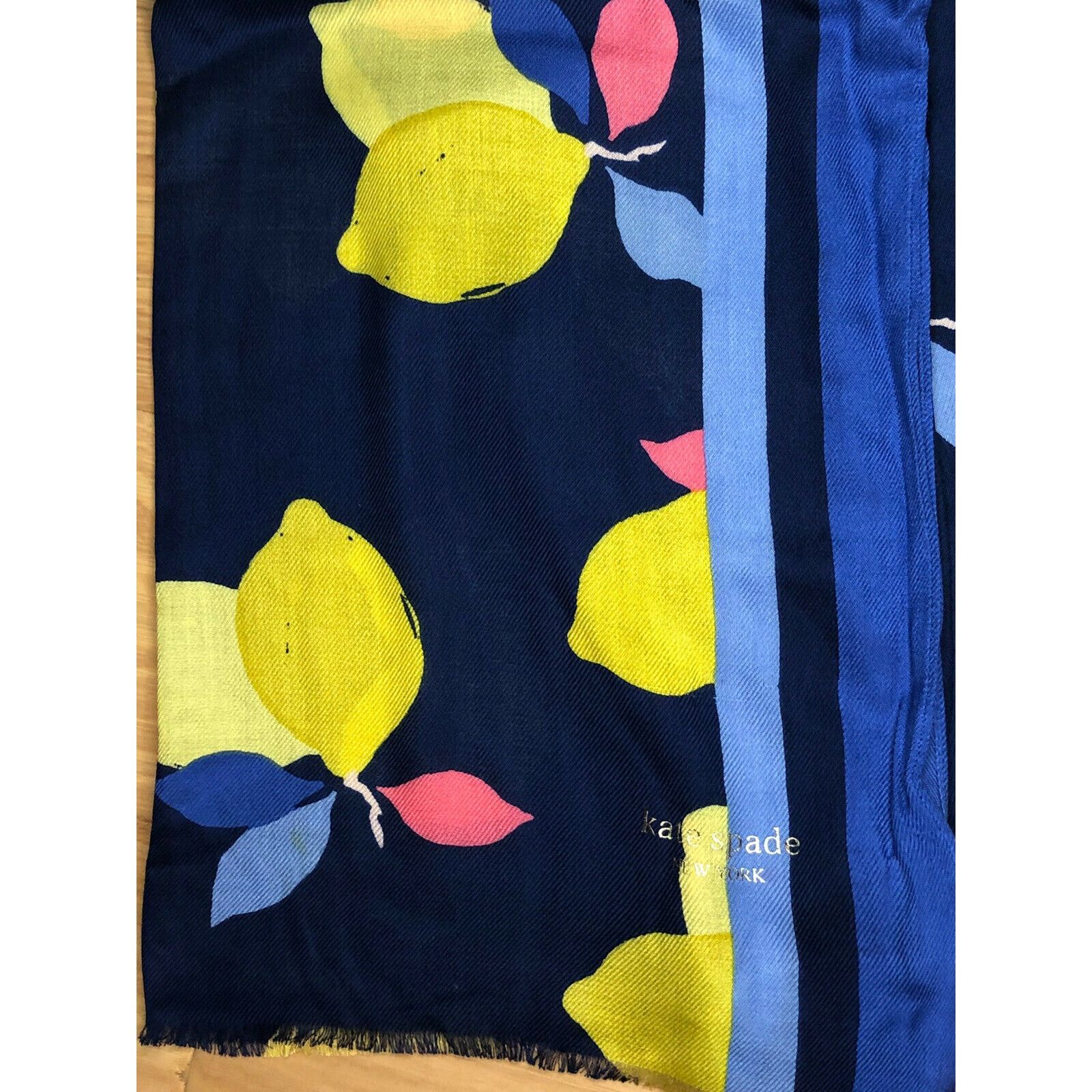 Kate Spade Kate Spade Lemon Zest Oblong Scarf River Blue KS1002511 Size ONE SIZE - 6 Thumbnail