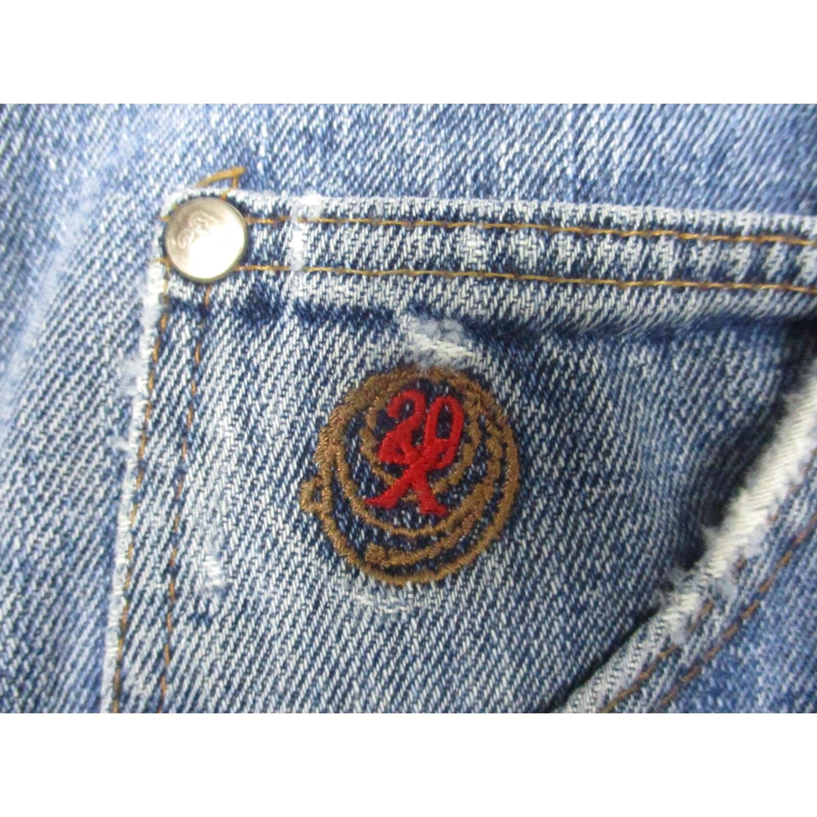 Wrangler VINTAGE Wrangler Jeans Men 36x32 Blue Distressed 20X Denim Straight Leg Pockets Wrangler 20X Mens Jeans Size US 36 / EU 52 - 2 Thumbnail