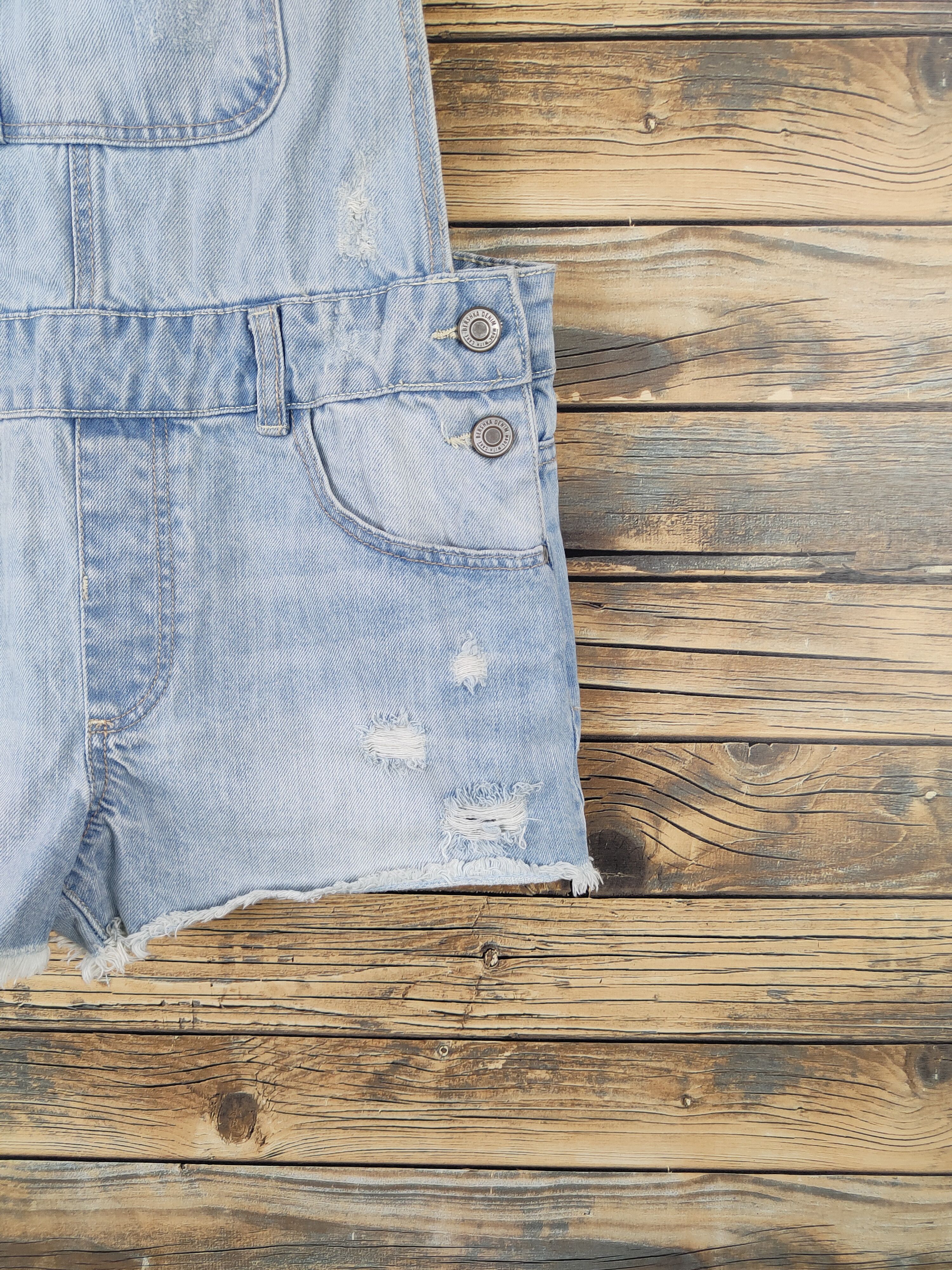 Bershka × Vintage Streetwear Vintage Bershka Blue Denim Shortall Jumpsuit Size 32" / US 10 / IT 46 - 7 Thumbnail