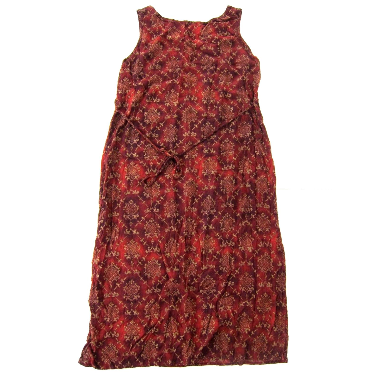 Vintage VINTAGE R&K Originals Dress Midi Tank Sun Red 10 Petite 100% Rayon Womens Sleeveless Sundress Dress Pattern Floral 90s Size L / US 10 / IT 46 - 2 Thumbnail