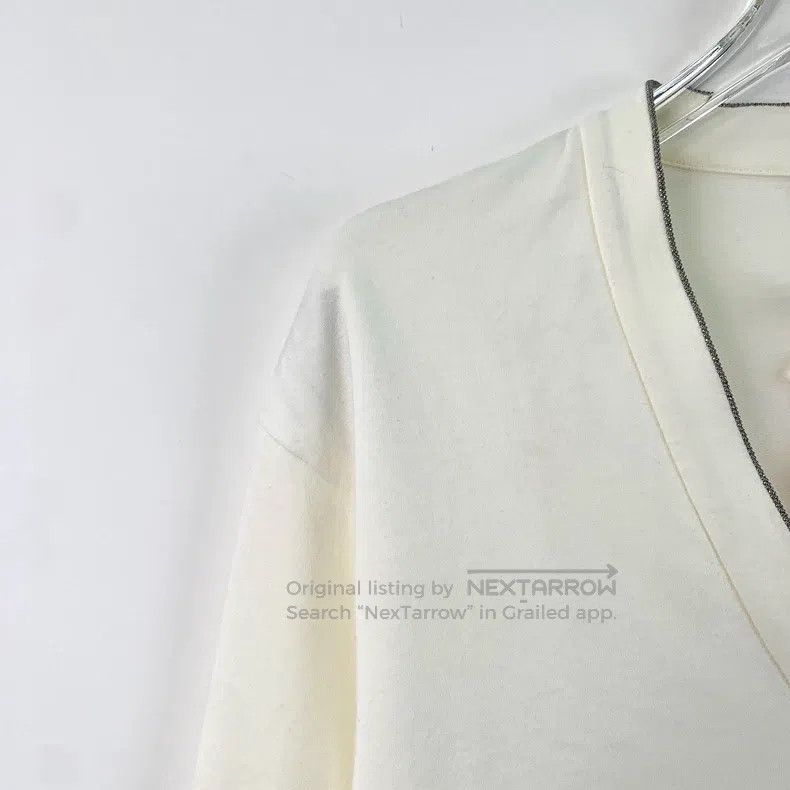 Brunello Cucinelli Brunello Cucinelli White sequined V-neck long-sleeve pullo Size XS / US 0-2 / IT 36-38 - 3 Thumbnail