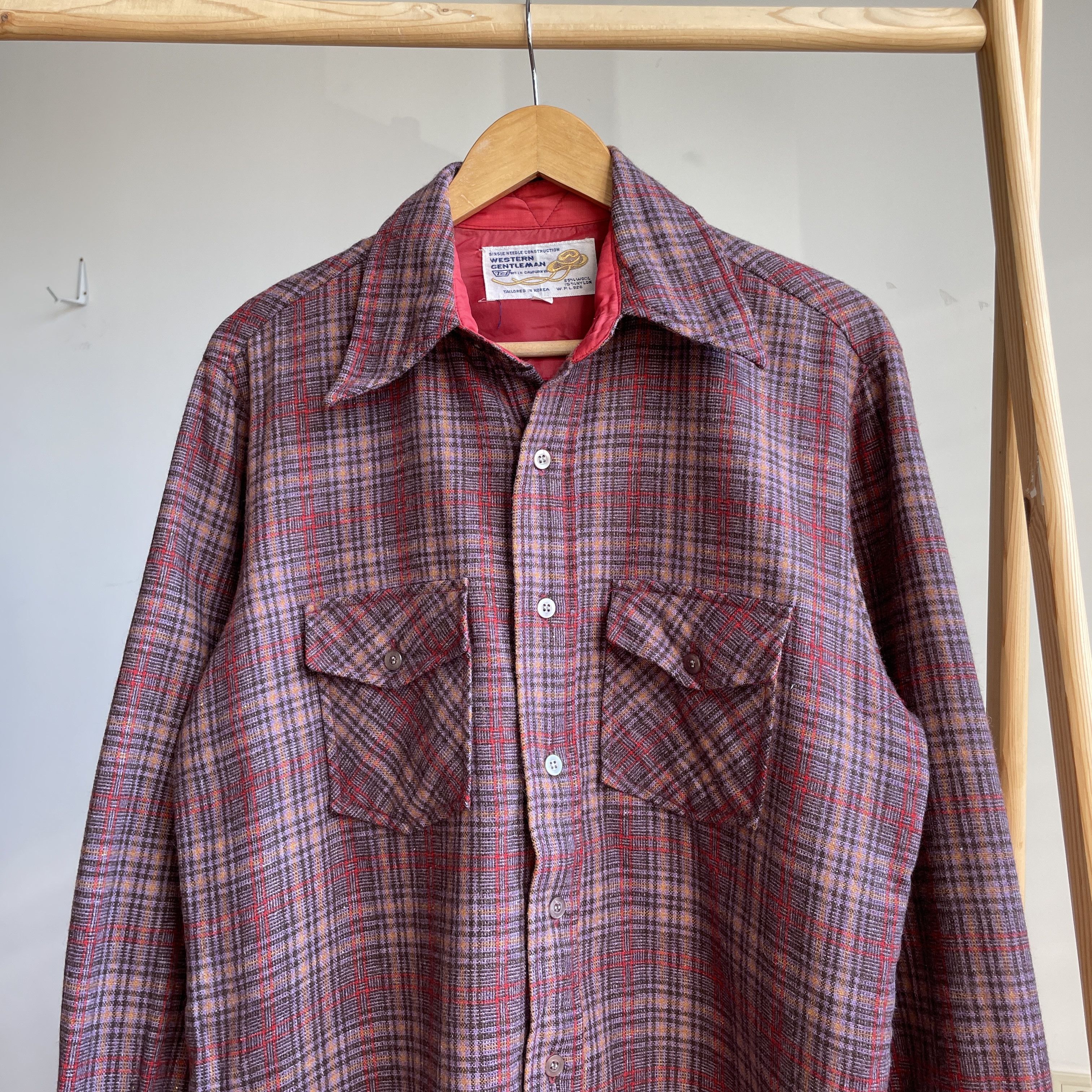 Vintage Western Gentelman VTG 70s Plaid Flannel Loop Collar Shirt Size US M / EU 48-50 / 2 - 3 Thumbnail