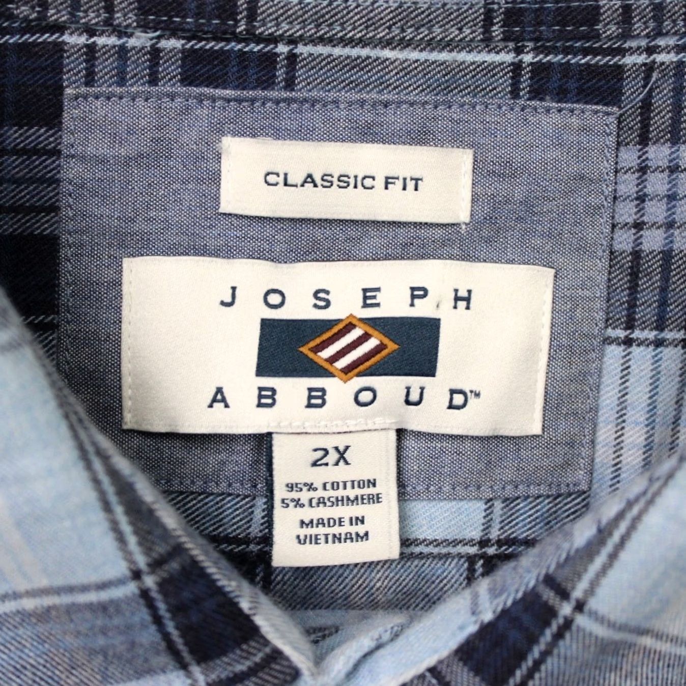 Joseph Abboud Joseph Abboud Shirt Mens 2XL Blue Plaid Wool Cotton L/S Classic Fit Button-Up Dress Shirt Size US XXL / EU 58 / 5 - 6 Thumbnail