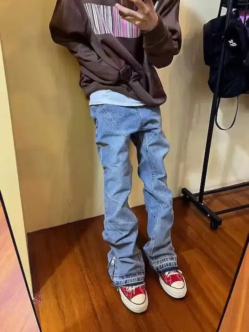 Hypebeast Vintage Distressed Micro Flare Zip Jeans Size US 32 / EU 48 - 1 Thumbnail