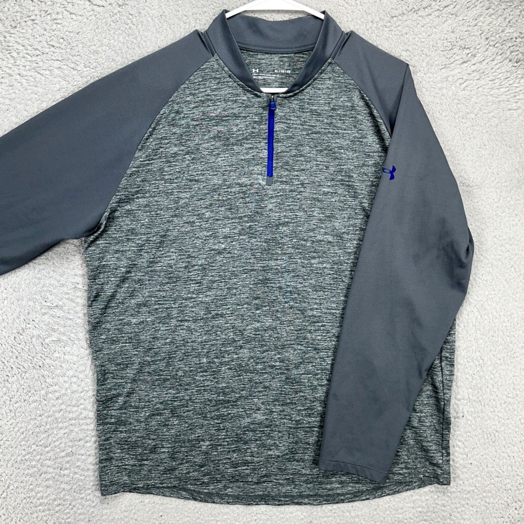 Under Armour Under Armour Pullover Shirt XL Men Grey Colorblock Blade Collar Activewear Shirt Sportswear Long Sleeve Zip Size US XL / EU 56 / 4 - 2 Thumbnail