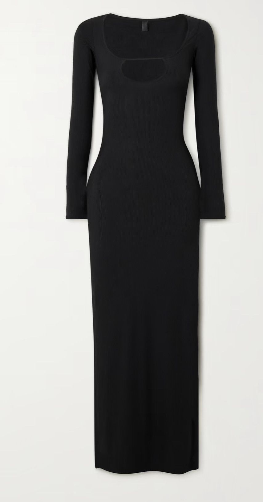 image of Skims Soft Lounge Long Sleeve Keyhole Dress in Onyx, Women's (Size Medium)