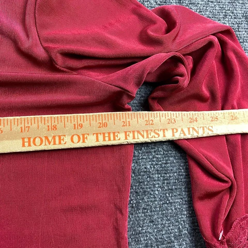 Vintage Citiknits Top Women's Large Red 3/4 Sleeve V-Neck Acetate Size L / US 10 / IT 46 - 3 Thumbnail