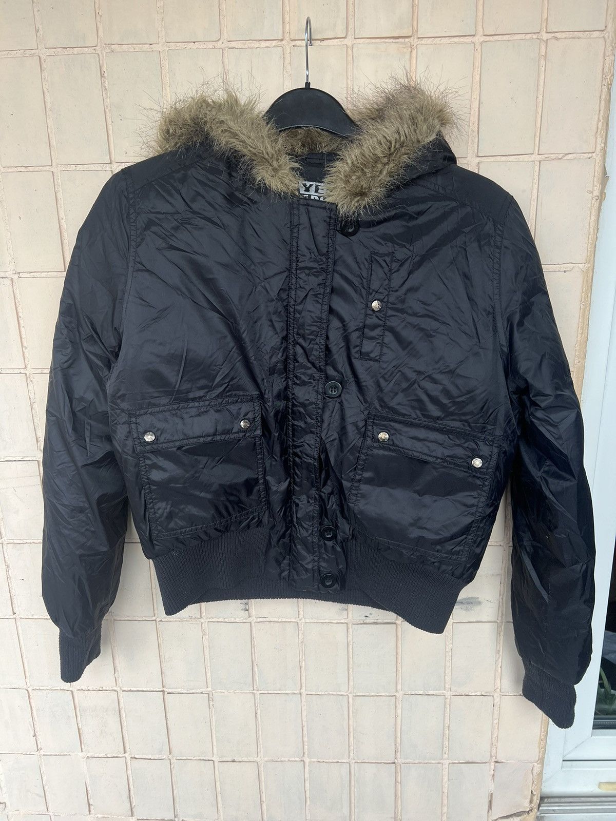 Other Vintage Y2K Yes Or No Black Down Bomber Jacket Avia MA-1 Size S / US 4 / IT 40 - 24 Thumbnail