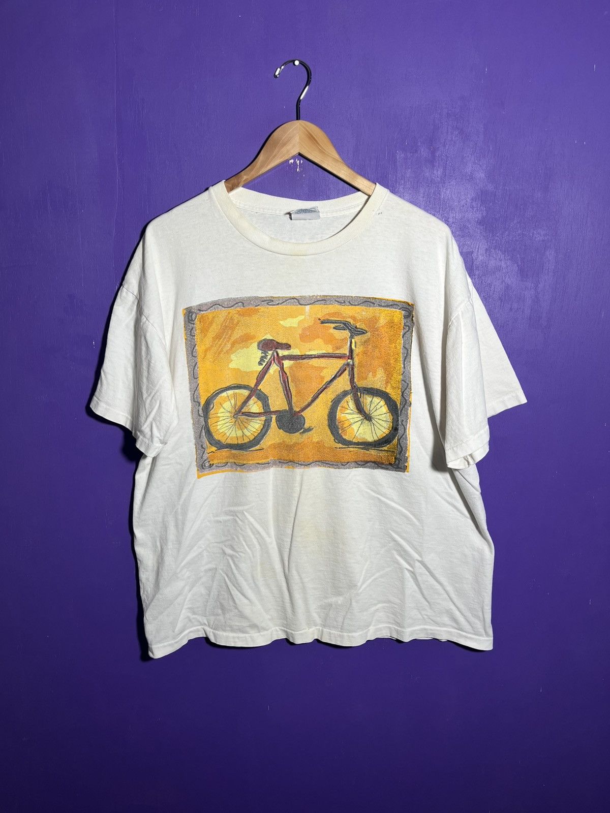Vintage Vintage 90s Bicycle summer art t-shirt Size US XL / EU 56 / 4 - 1 Thumbnail