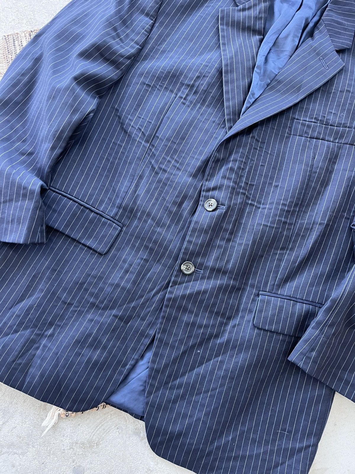 Polo Ralph Lauren Vintage Polo Ralph Lauren Navy Striped Blazer Avantgarde Y2K Size 44R - 8 Thumbnail