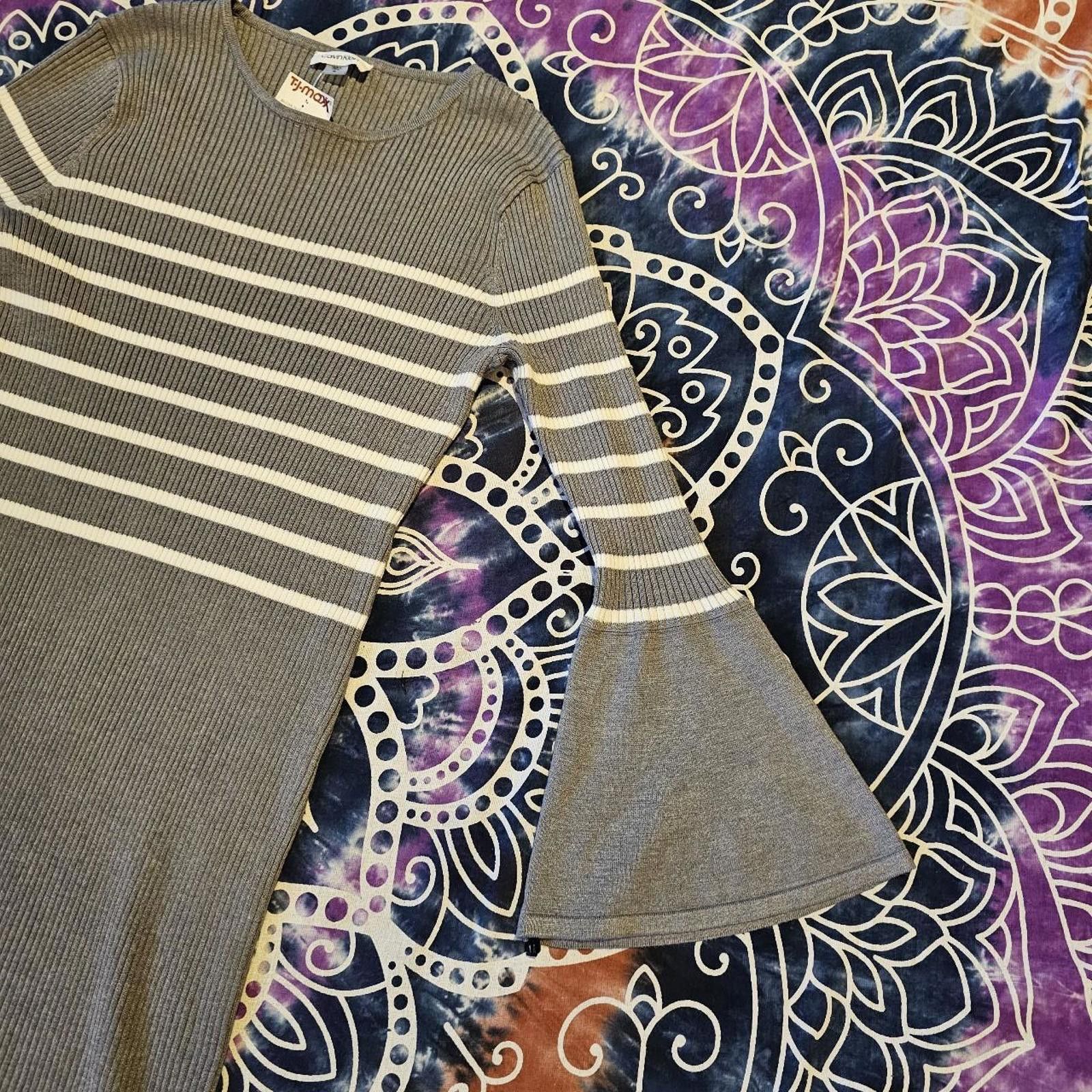 Calvin Klein Calvin Klein Women's Grey and White Sweater Dress Size M / US 6-8 / IT 42-44 - 3 Thumbnail