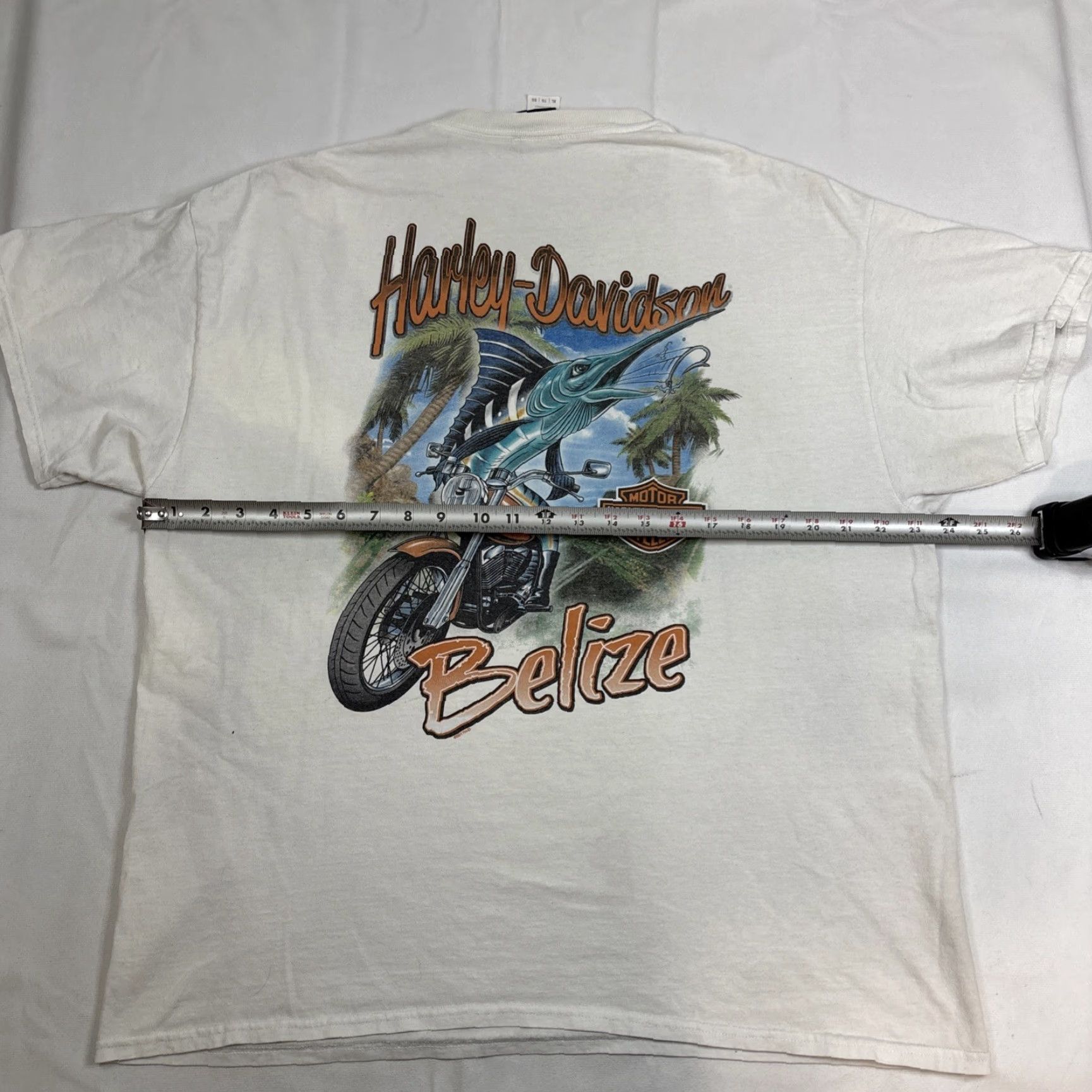 Harley Davidson Harley-Davidson T-Shirt Pocket Men XL White Belize Fish Graphic Sport Size US XL / EU 56 / 4 - 6 Thumbnail
