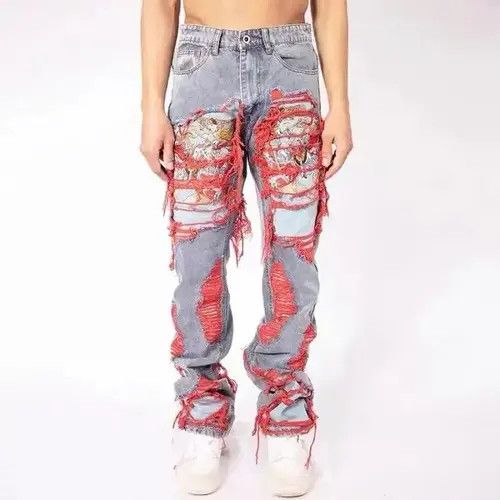 Japanese Brand Vintage Distressed Punk Harajuku-Style Straight Leg Denim Size US 32 / EU 48 - 3 Thumbnail