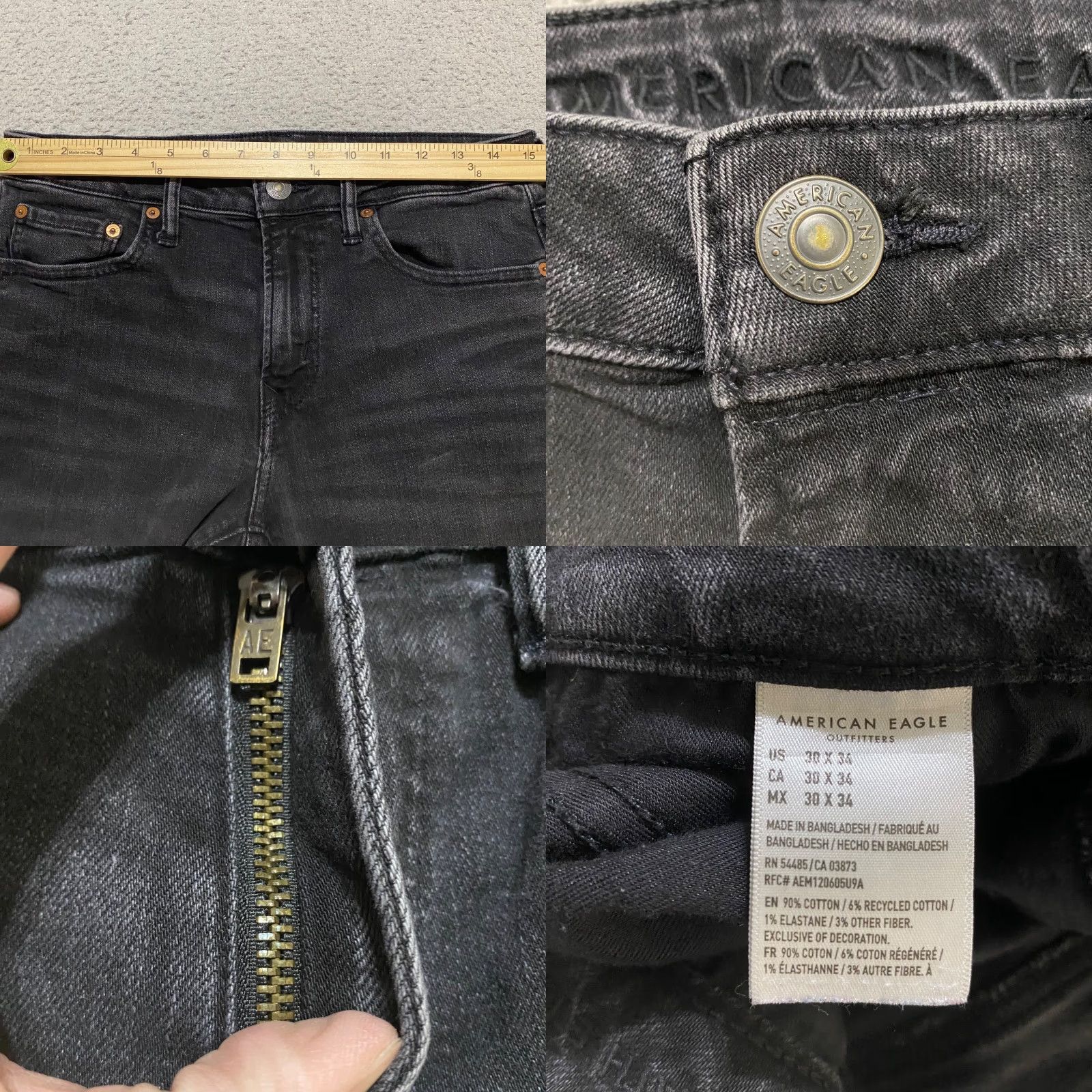 American Eagle Outfitters American Eagle Outfitters Jeans 30x34 Mens Athletic Straight Dark Gray Denim 5-Pocket Straight Fit Size US 30 / EU 46 - 8 Thumbnail