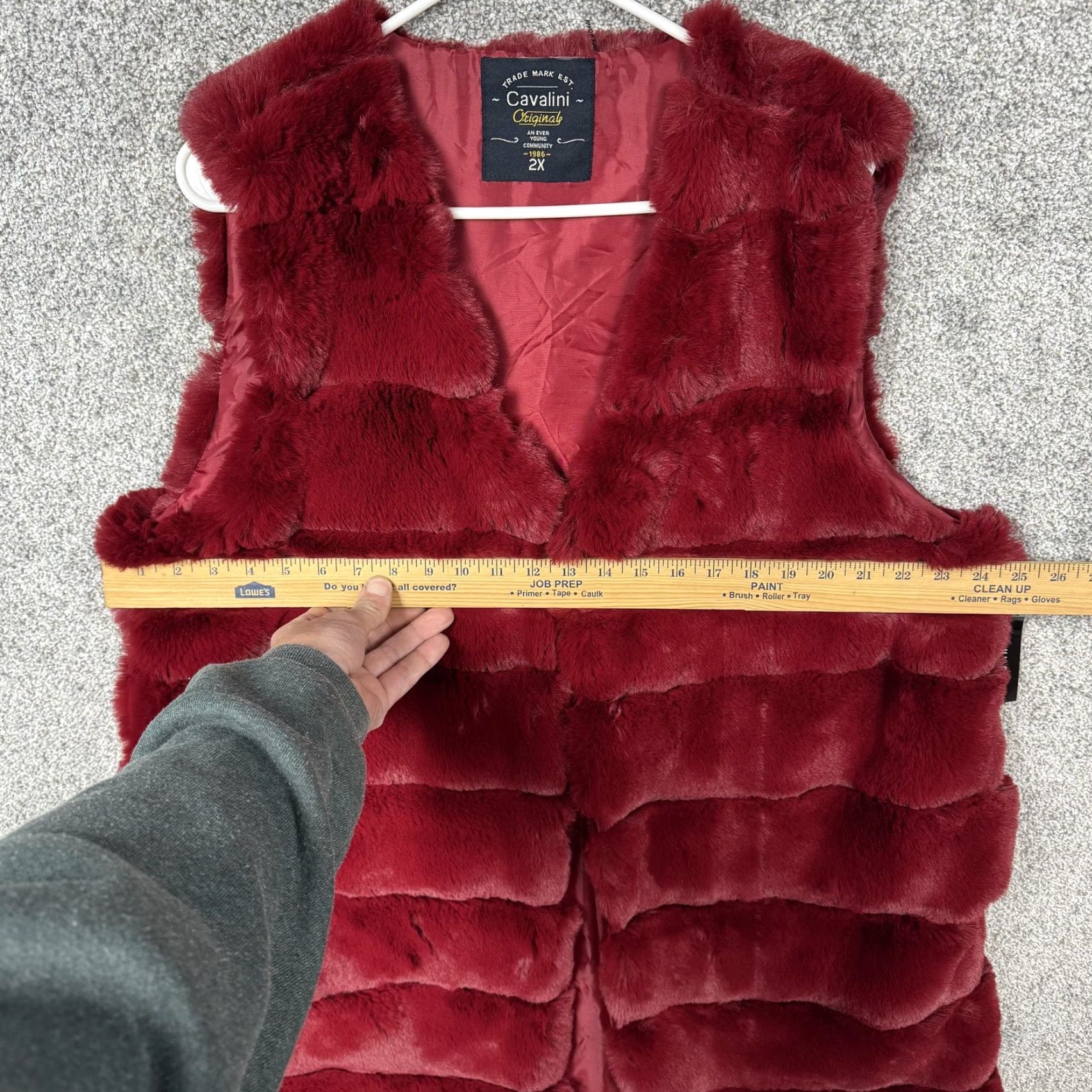 Vintage Cavalini Vest Womens 2X Red Faux Fur Quilted Lined Hook Eye Pockets Cozy Warm Size XXL / US 16-18 / IT 52-54 - 5 Thumbnail