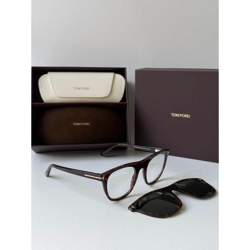 Tom Ford NEW Tom Ford FT5895-B Brown Clip On Frames + Sunglasses Size ONE SIZE - 7 Thumbnail