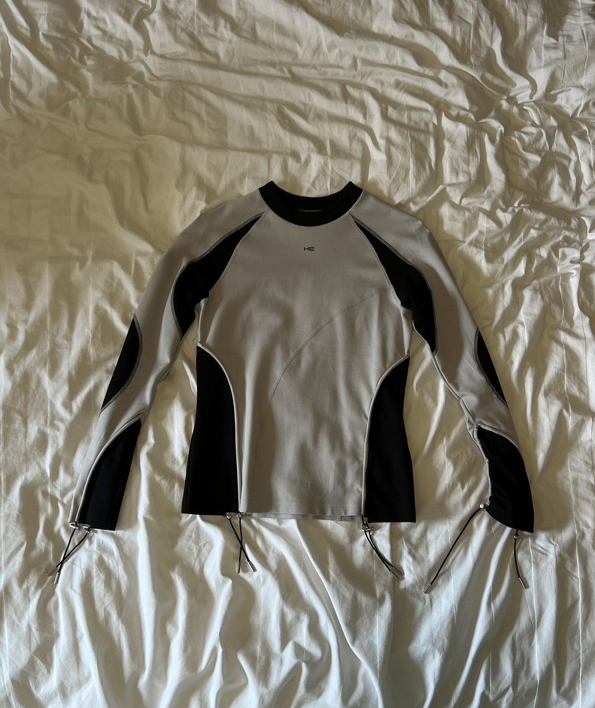 image of Heliot Emil Adjustable Asymmetric Tight Longsleeve in Grey, Men's (Size Medium)