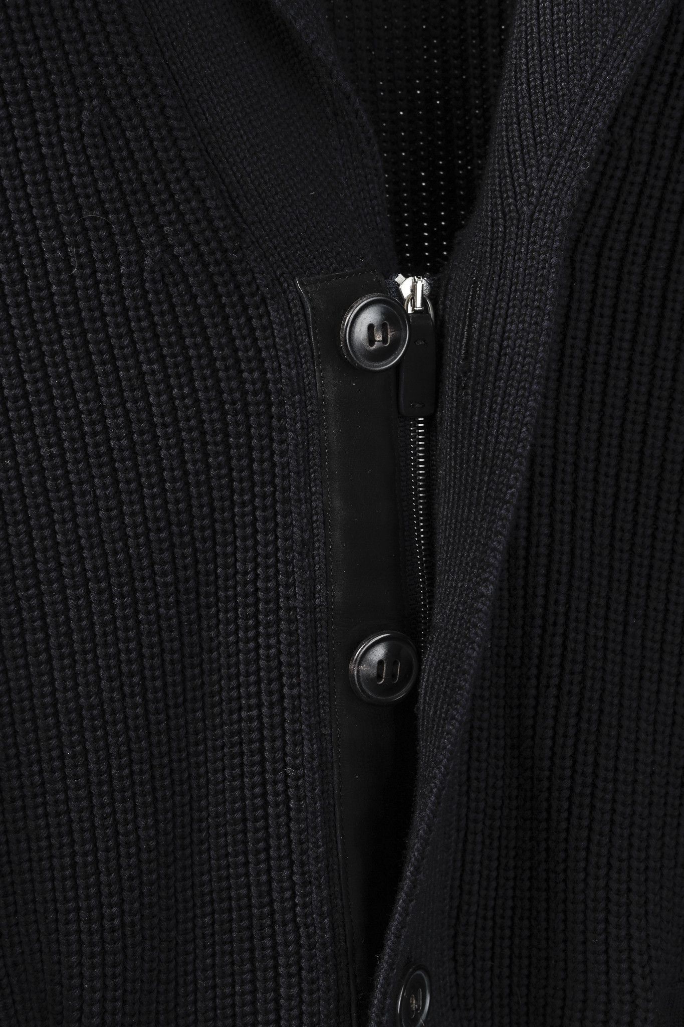 Ermenegildo Zegna Ermenegildo Zegna Navy Cotton-Silk Ribbed Knit Cardigan Size US L / EU 52-54 / 3 - 8 Thumbnail