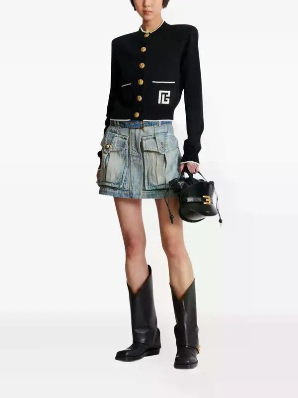 Balmain o1s1wg111225 Knitted Cardigan in Black Size L / US 10 / IT 46 - 5 Thumbnail