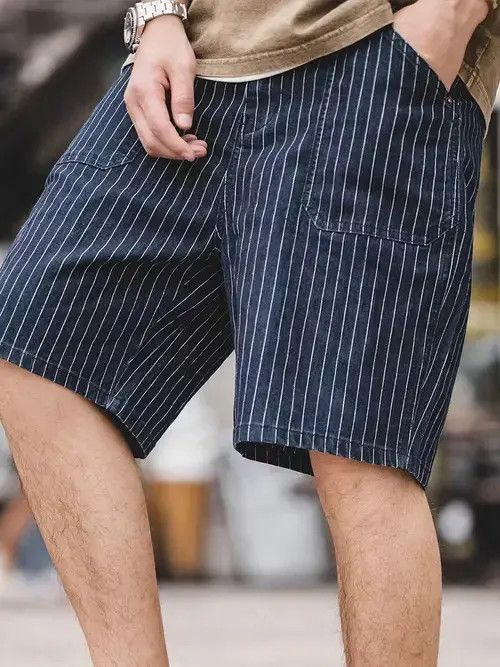 Japanese Brand 20SS Indigo Union Japan Navy Striped Shorts Size US 32 / EU 48 - 2 Thumbnail
