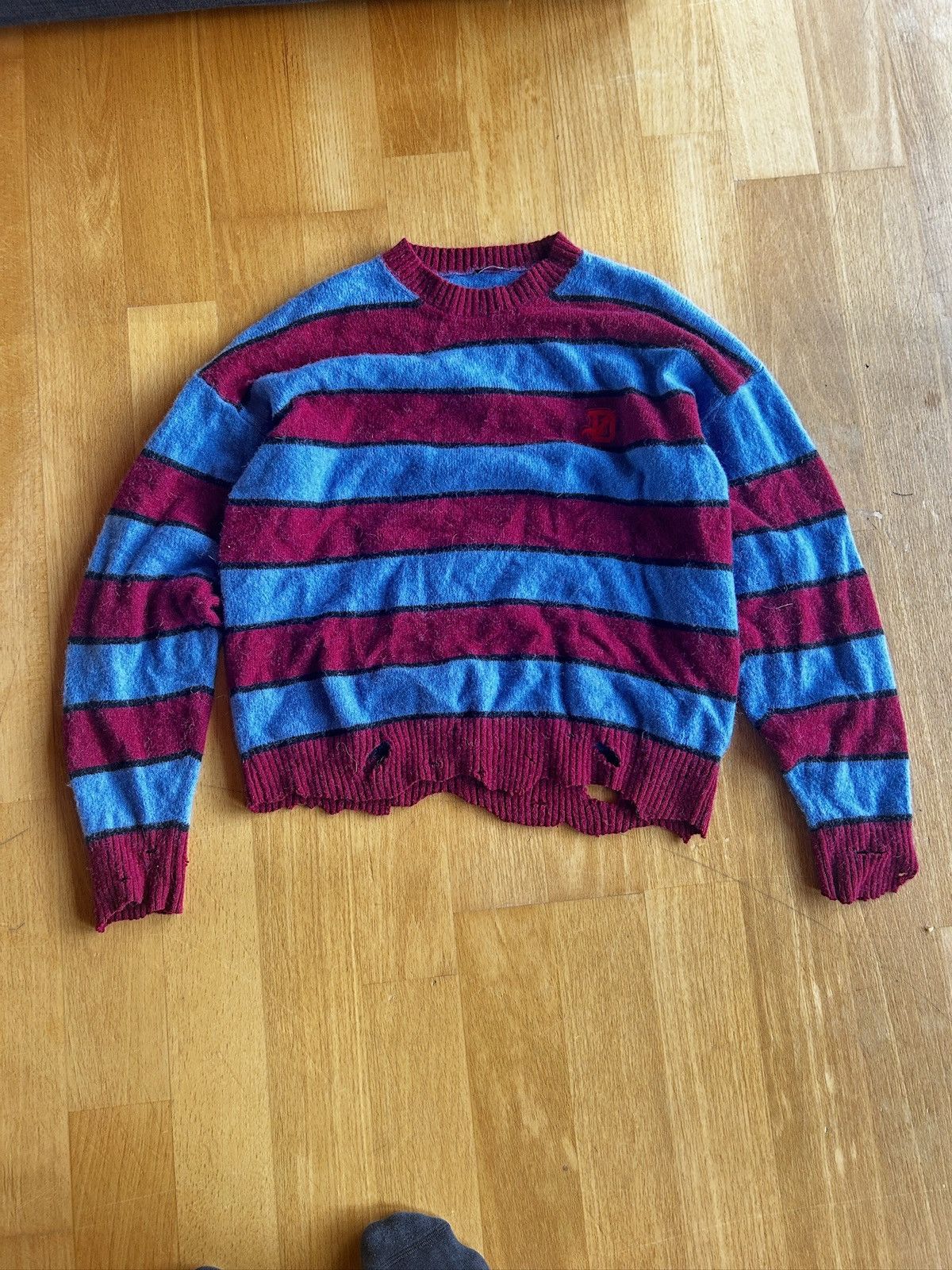 Diesel Diesel Alpaca striped distressed sweater Size US L / EU 52-54 / 3 - 1 Thumbnail