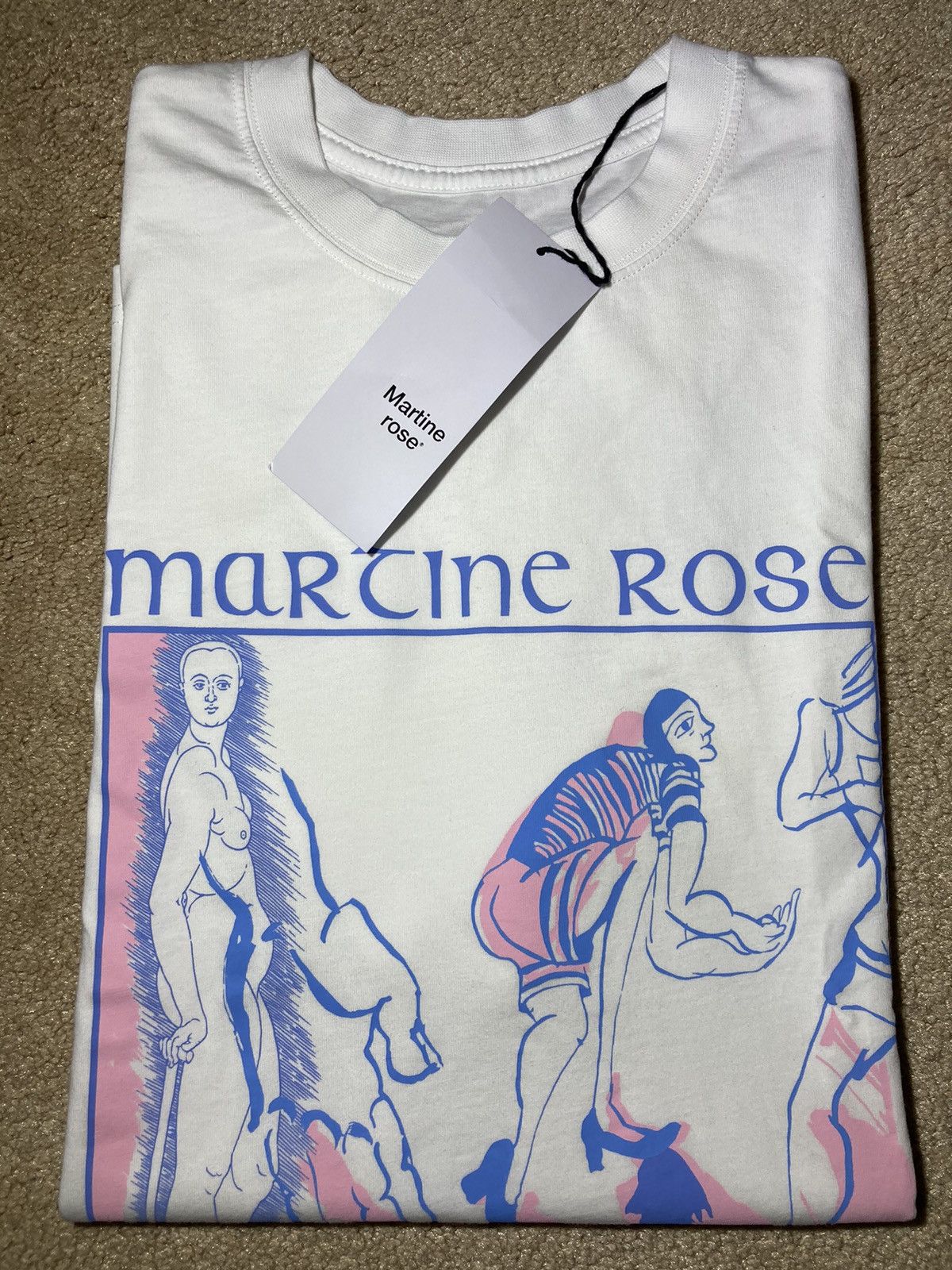 image of New Ss23 Martine Rose Eros Sculpture Logo Panel Tee 2023 Mr in White, Men's (Size Small)