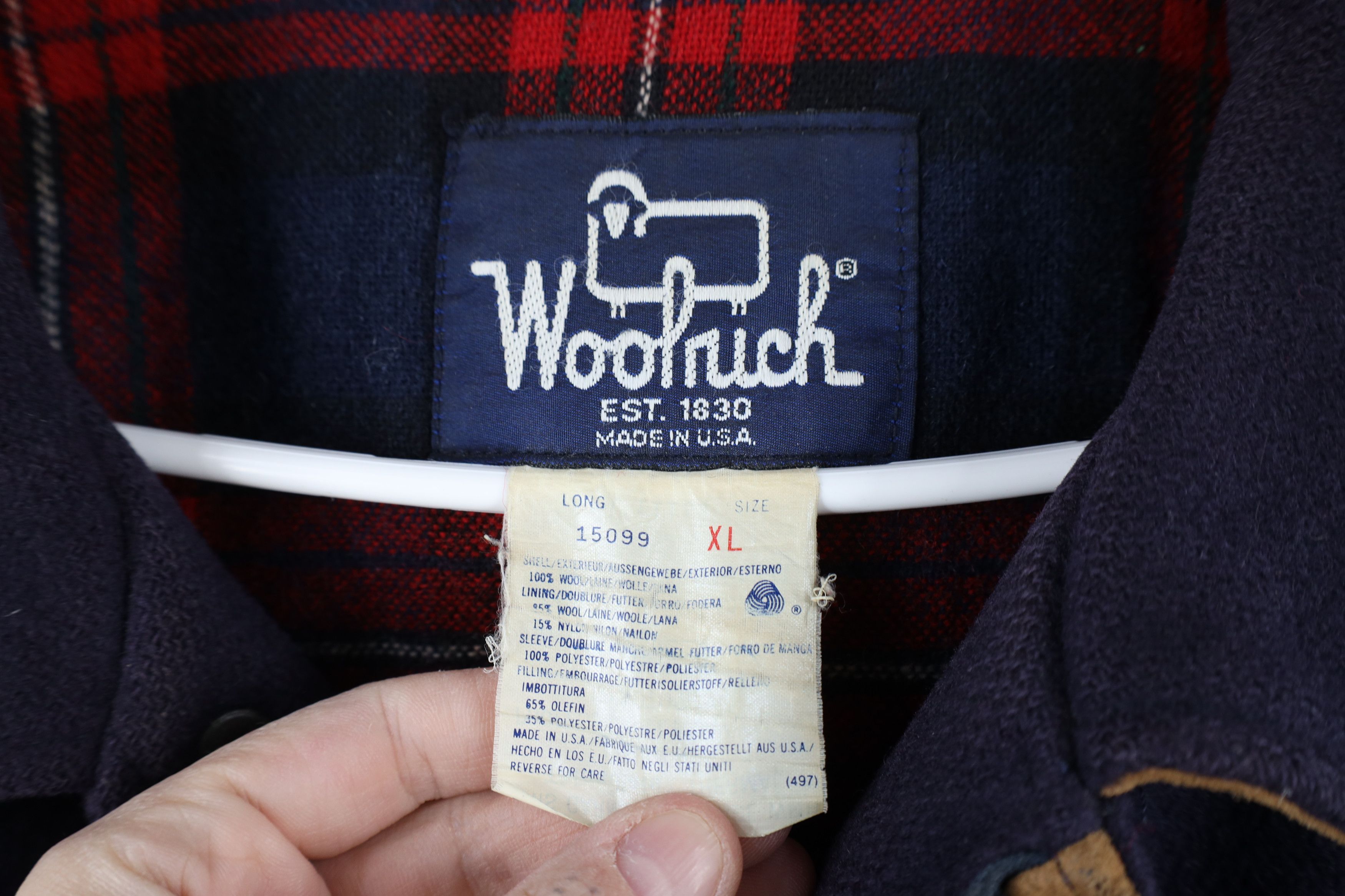 Vintage × Woolrich Woolen Mills Vintage 90s Woolrich Lined Wool Bomber Jacket Navy Blue USA Size US XL / EU 56 / 4 - 9 Thumbnail