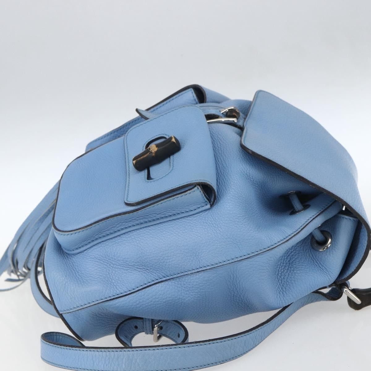 Gucci Gucci Bamboo Leather Backpack Light Blue Size ONE SIZE - 9 Thumbnail