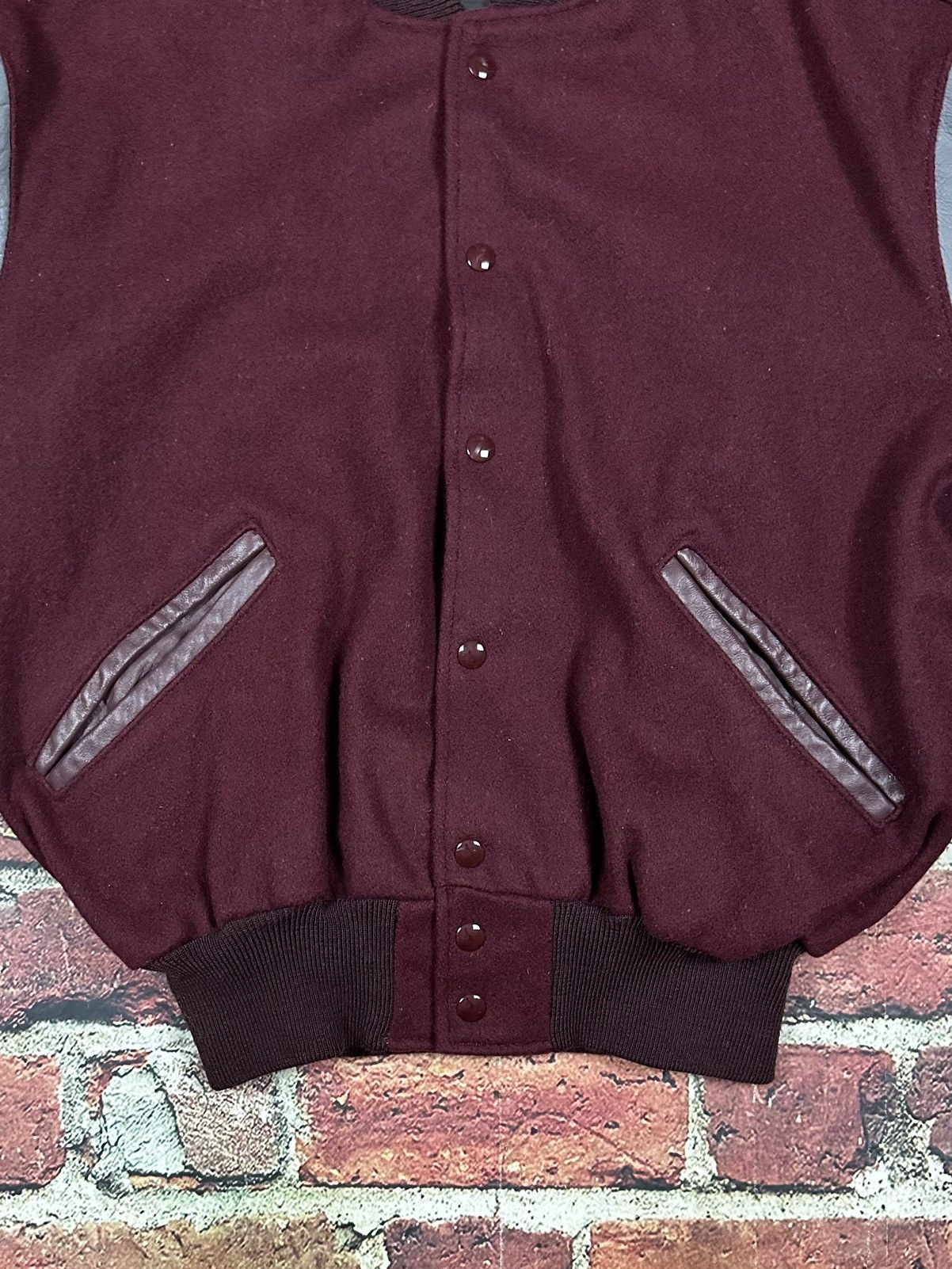 Delong × Vintage Vintage DeLong Letterman Varsity Jacket 80s Wool Leather Size US L / EU 52-54 / 3 - 8 Thumbnail