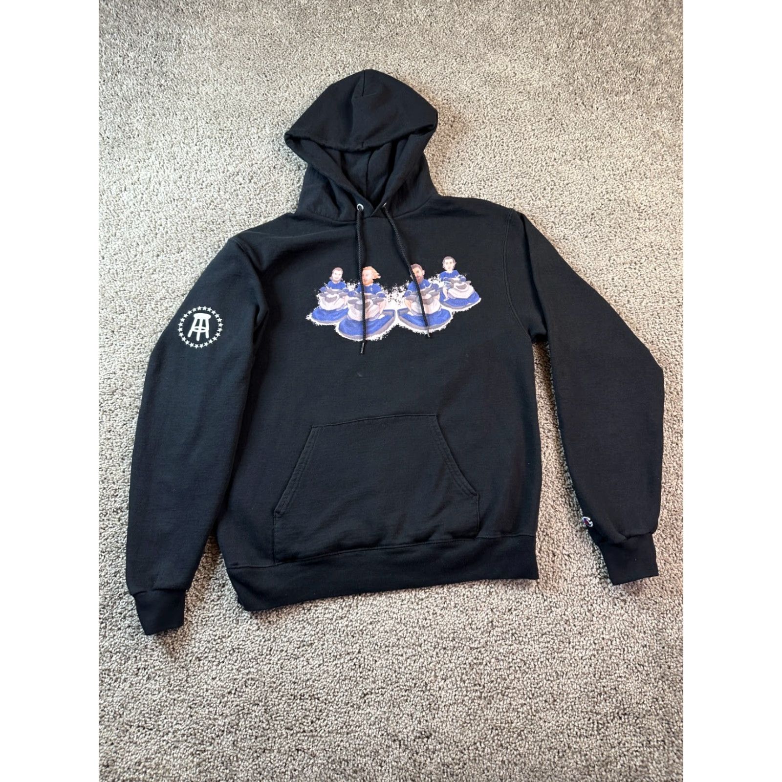 Champion Barstool Sports Champion Hoodie Mens Medium Black Blue Jet Skis Sweatshirt Logo Pullover Hooded Pockets Crew Neck Size US M / EU 48-50 / 2 - 2 Thumbnail