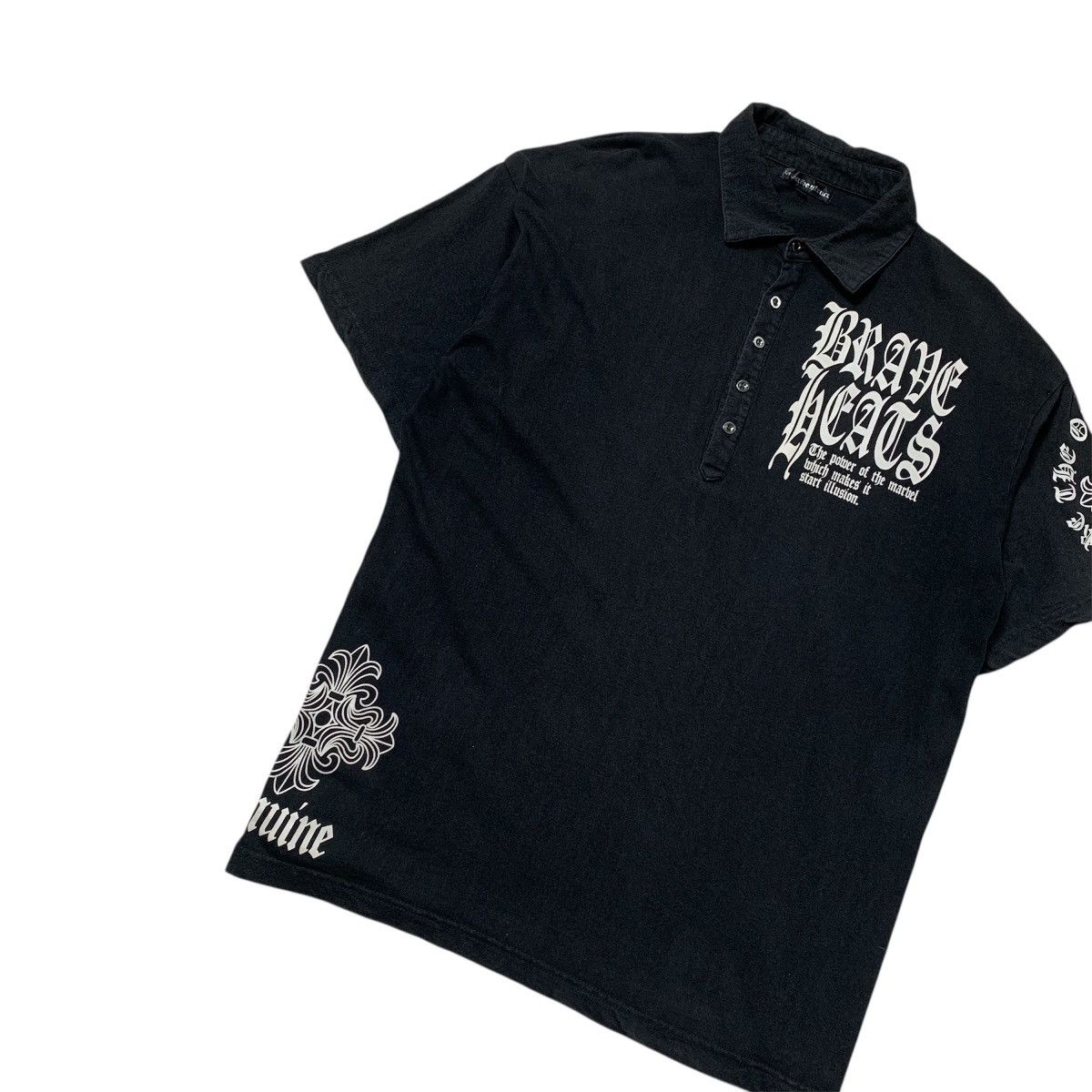 Japanese Brand Y2K Style Defective Struct Cross Punk Poem Polo Shirt Size US XXL / EU 58 / 5 - 2 Thumbnail