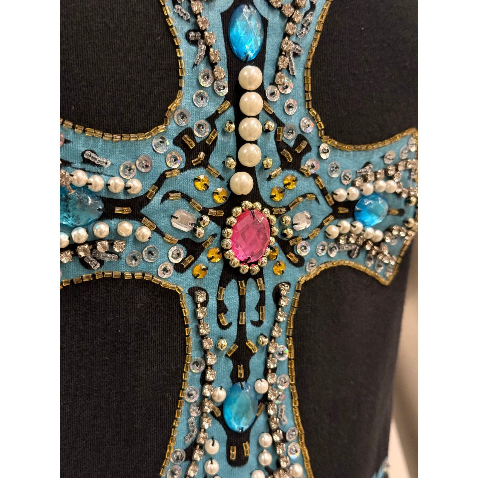 Versace 2000s Versace embellished cross tank top Size L / US 10 / IT 46 - 6 Thumbnail