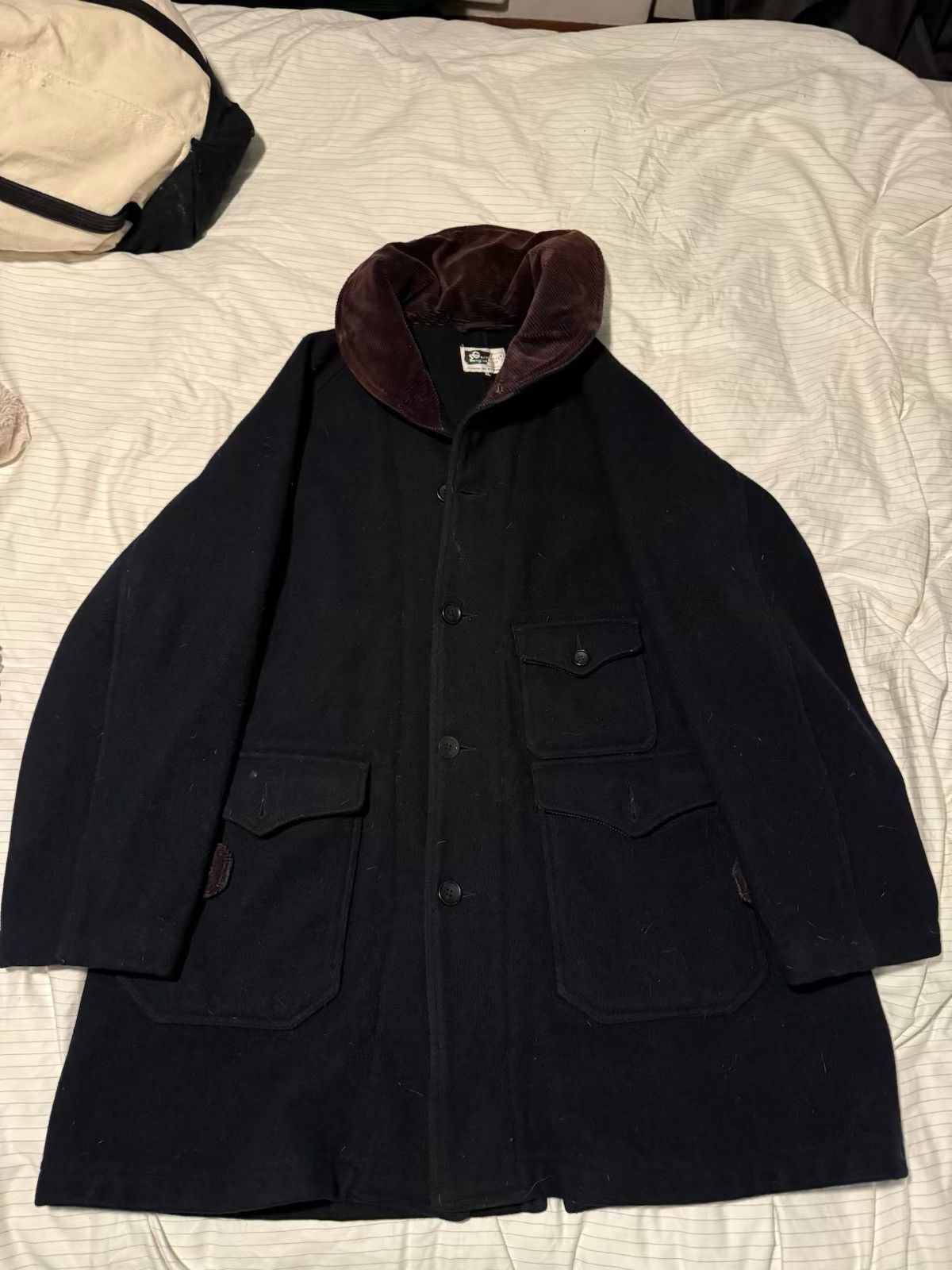 image of Engineered Garments Mackinaw Coat 21Oz Melton Wool in Navy, Men's (Size XL)