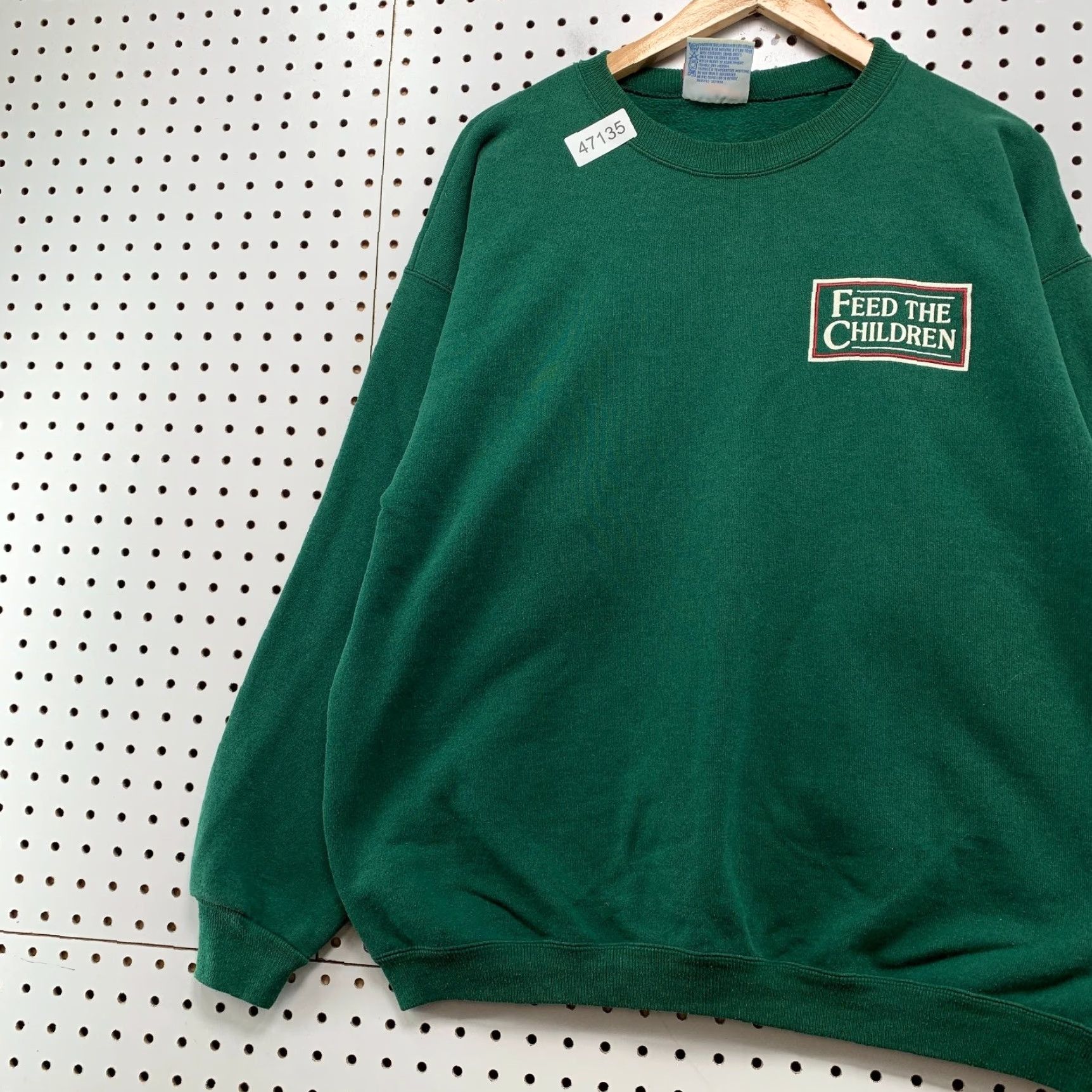 Hanes VINTAGE Feed The Children Sweatshirt Mens Large Green Fleece 90s Crewneck Heavy Size US L / EU 52-54 / 3 - 6 Thumbnail