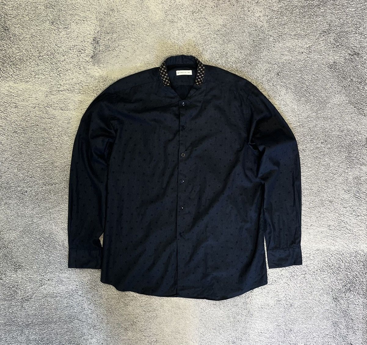 Etro Etro Polka Dot Shirt Band Collar Dark Blue Italy Size M Mens Size US XXL / EU 58 / 5 - 5 Thumbnail