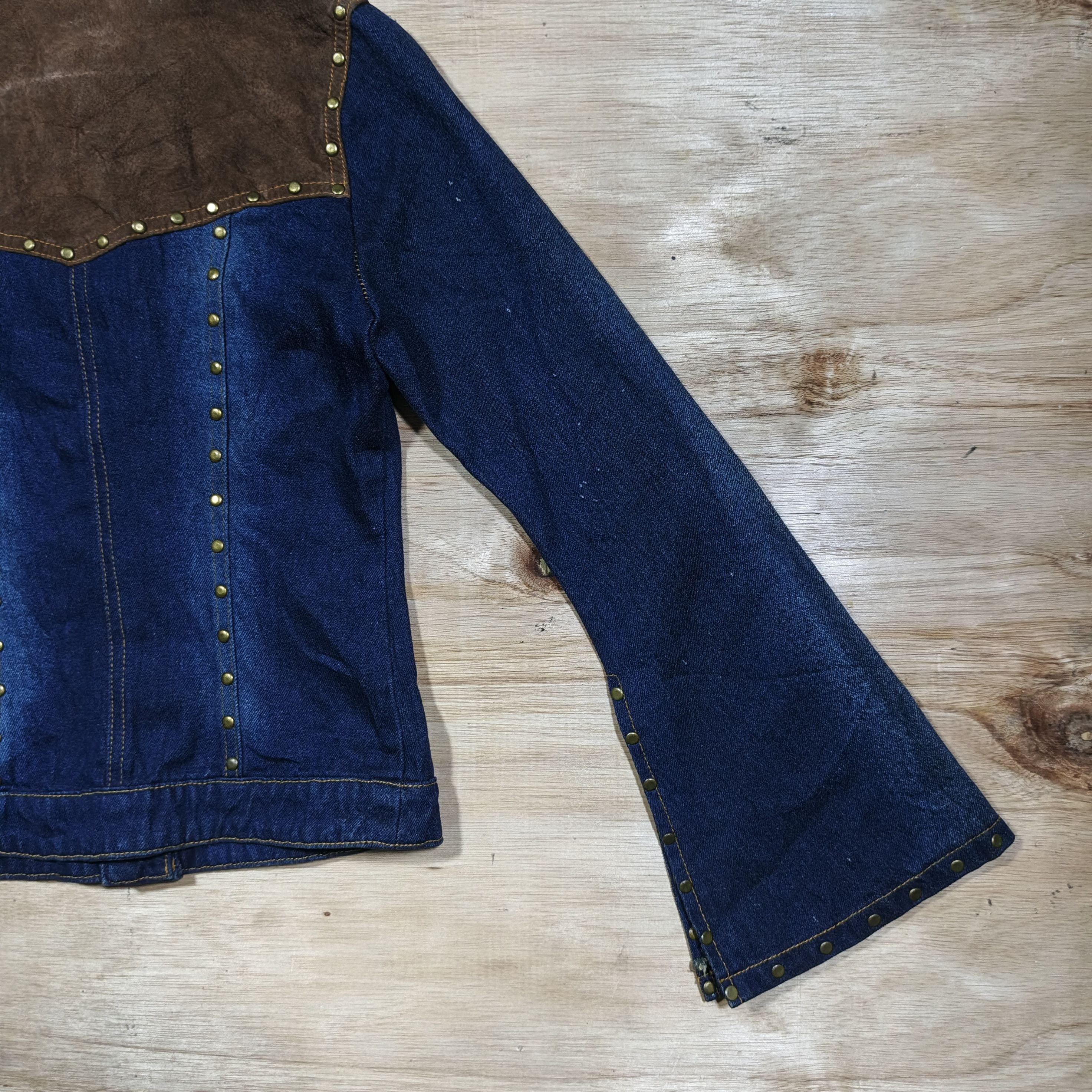Japanese Brand Ministate Studded Western Flare Sleeve Denim Jacket Size M / US 6-8 / IT 42-44 - 10 Thumbnail