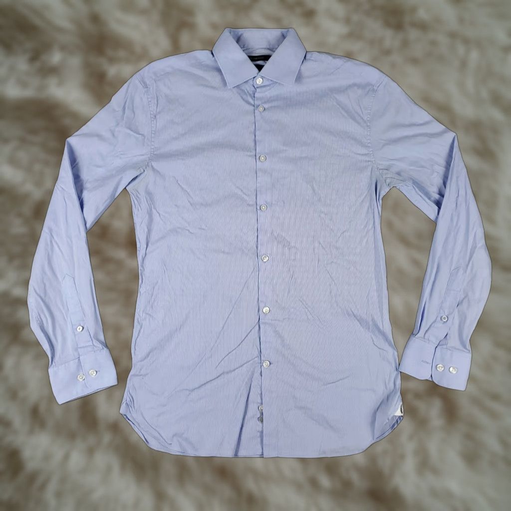 John Varvatos VINTAGE John Varvatos Dress Shirt Men Size 15 Blue Cotton Classic Modern Business Casual Formal Size 40R - 1 Thumbnail