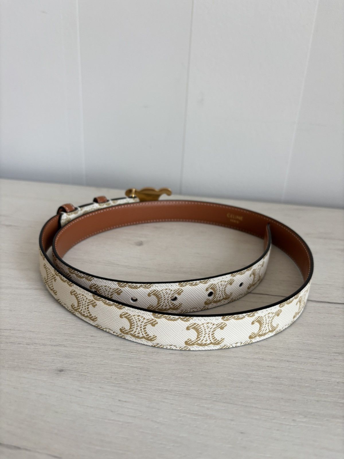 Celine Celine Paris Triomphe Gray/Brown Monogram Belt Made in Italy Size ONE SIZE - 17 Thumbnail