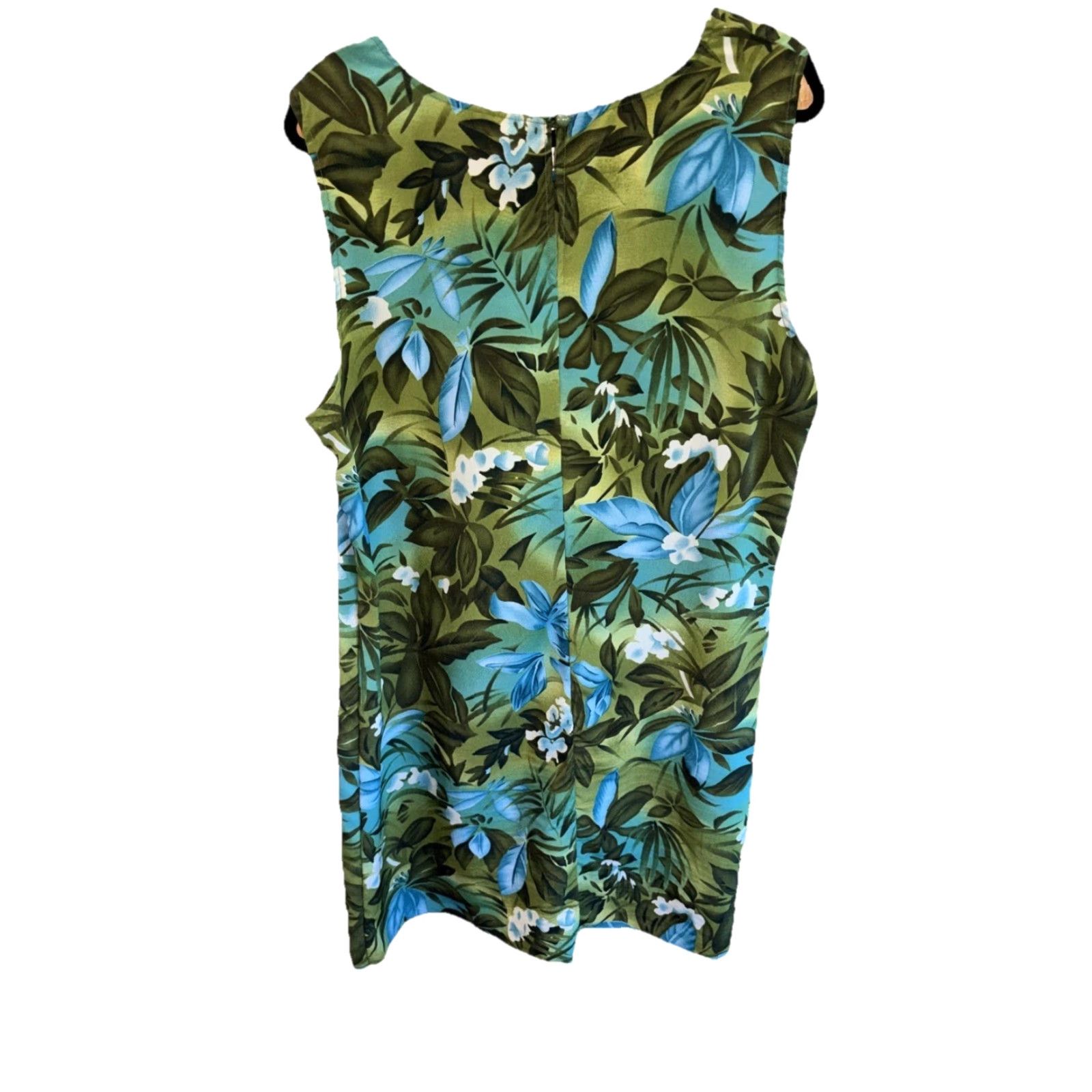 Vintage Ashley Stewart Dress Tropical Print Green 2X Sleeveless Keyhole Button Midi Ruffle Bohemian Beach Classic 25” pit to pit Womens Size XXL / US 16-18 / IT 52-54 - 5 Thumbnail