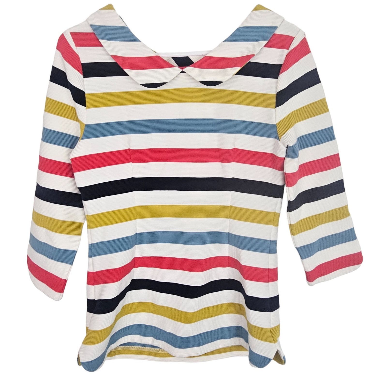Boden Boden Womens Sarah Ponte Ottoman Rainbow Striped Top Preppy Size S / US 4 / IT 40 - 9 Thumbnail