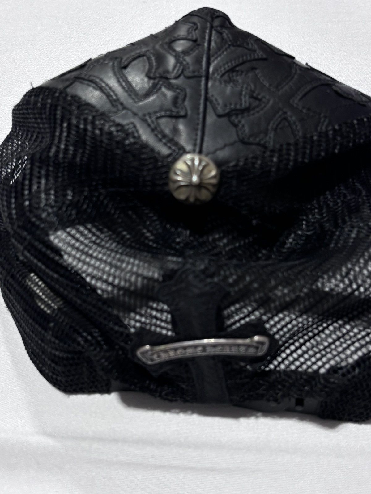 Chrome Hearts Chrome Hearts Cemetery Cross Leather Stitched Trucker Hat Size ONE SIZE - 5 Thumbnail