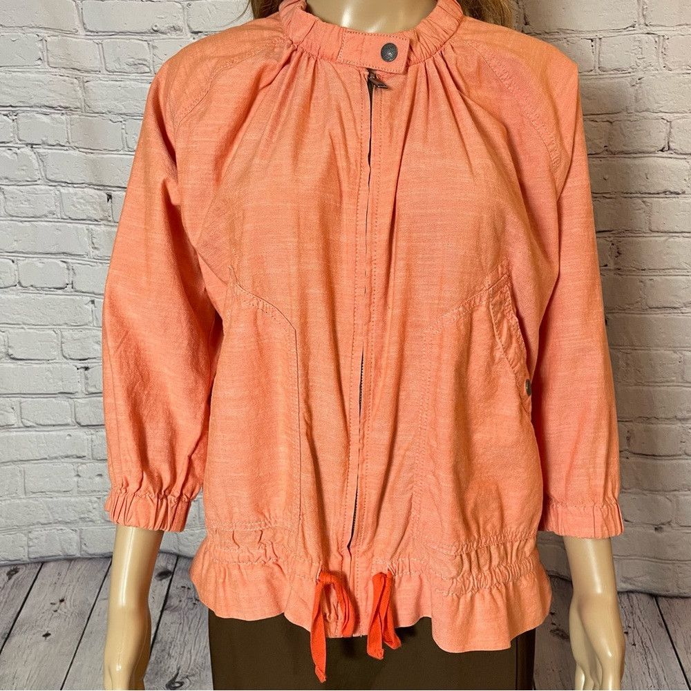Eddie Bauer Eddie Bauer Orange Cotton Front Zip 3/4 Sleeve Light Jacket Size L / US 10 / IT 46 - 9 Thumbnail