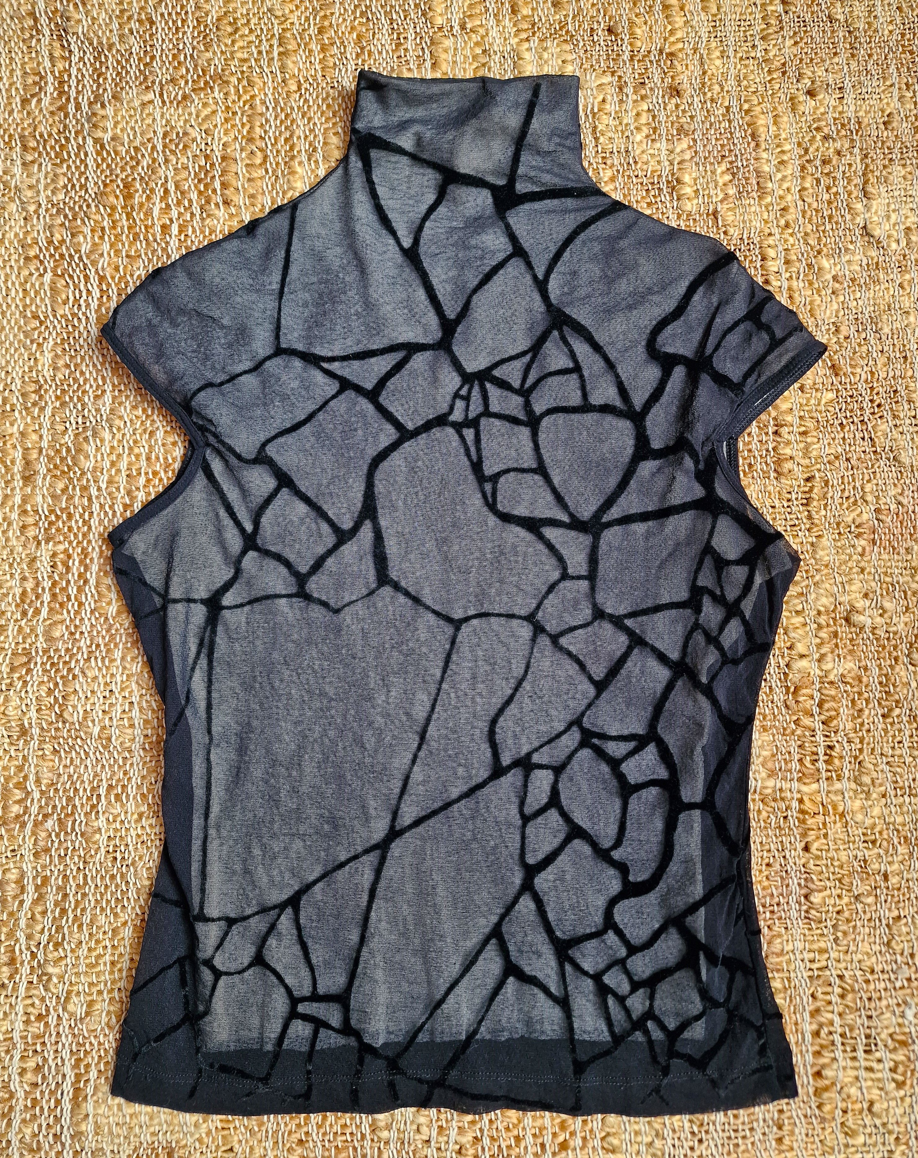 Plein Sud Mesh Cracked Y2K Medium Large Vintage Tee Top