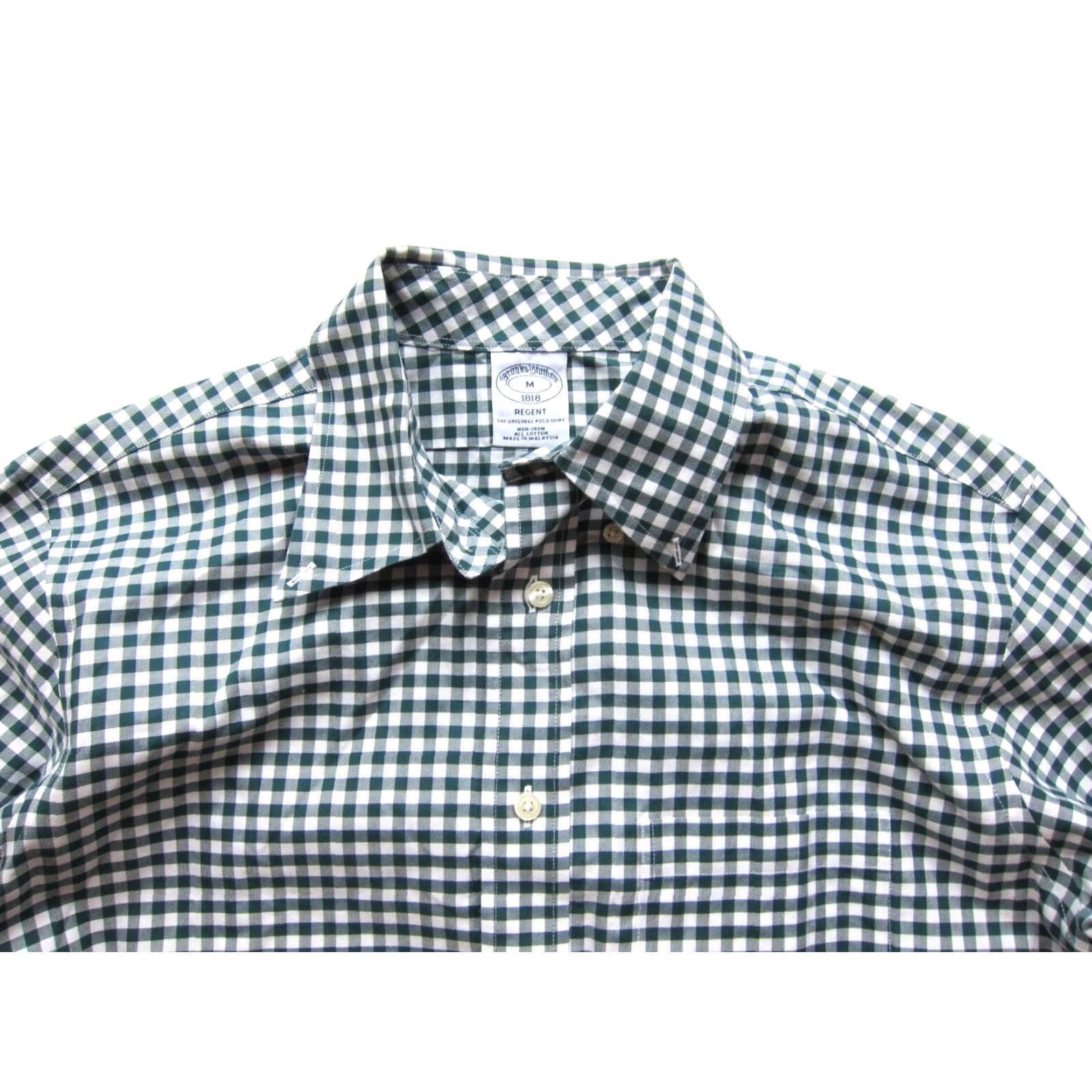 Brooks Brothers VINTAGE Brooks Brothers Regent Polo Shirt M Forest Green White Plaid Button Long Sleeve Shirt Mens Size US M / EU 48-50 / 2 - 3 Thumbnail