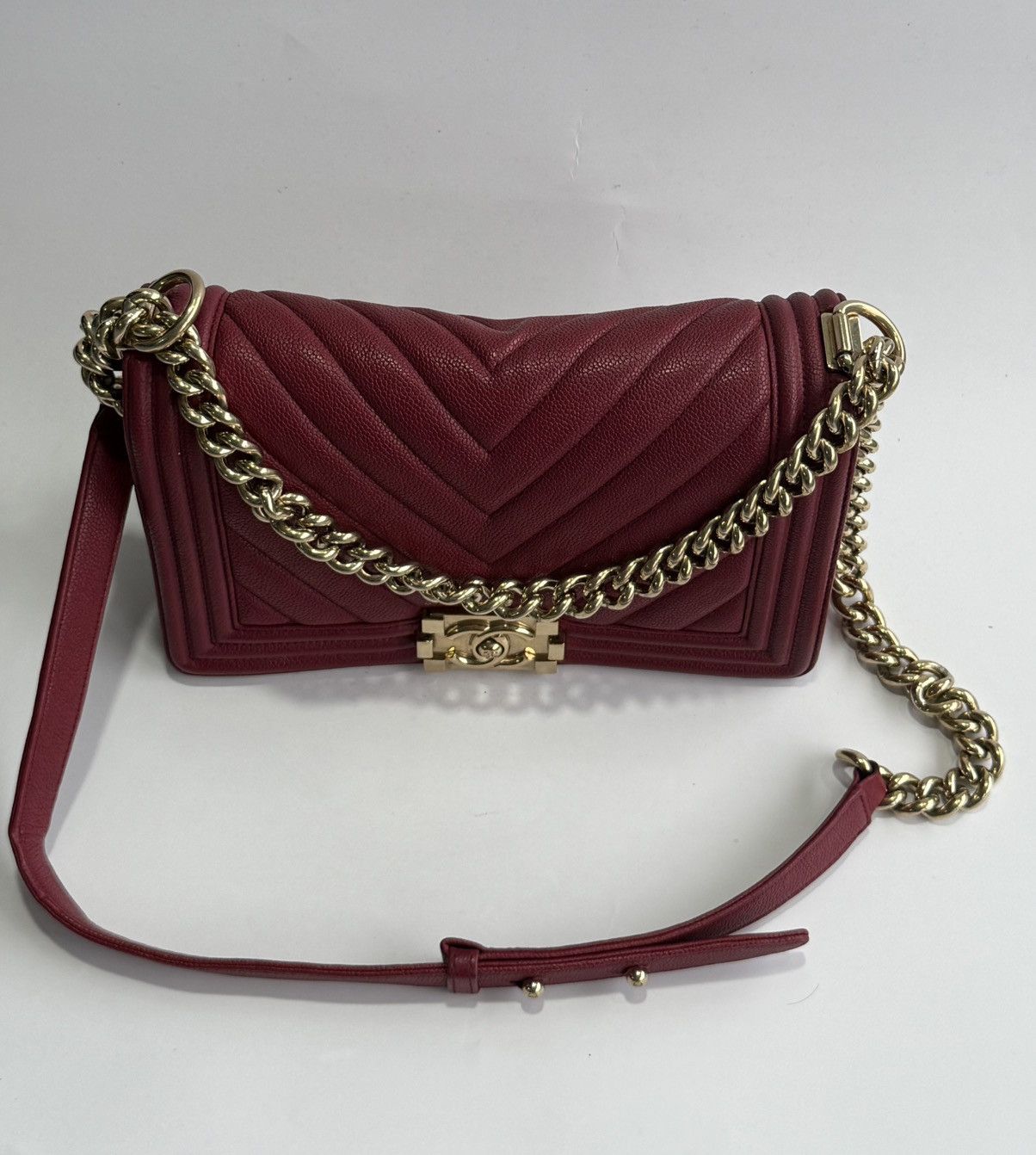 Chanel Chanel - Chevron LeBoy Maroon GHW Bag Size ONE SIZE - 8 Thumbnail