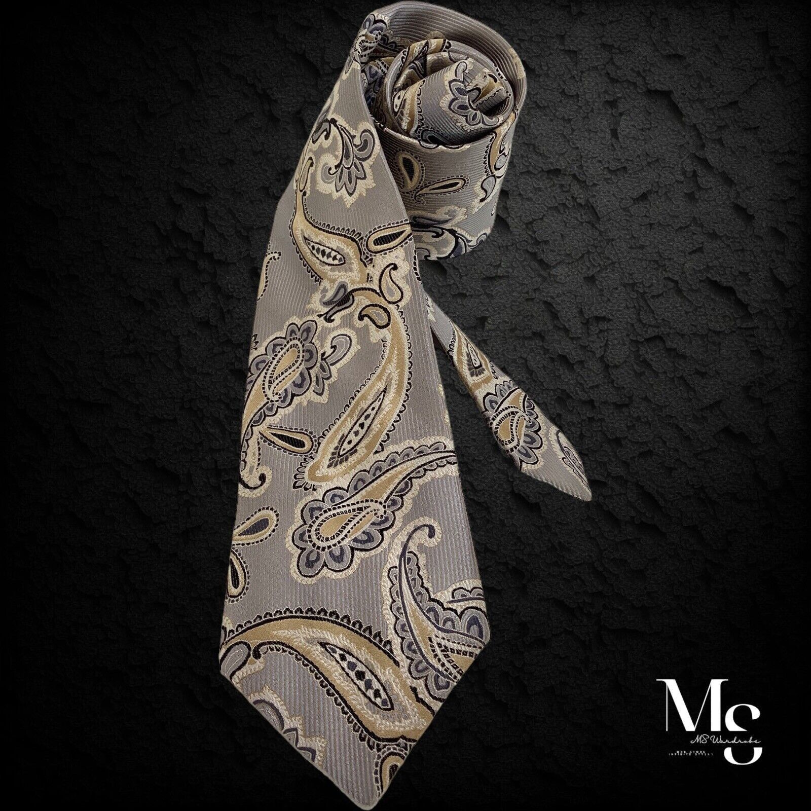 Other ORVIETO Beige Paisley Silk Tie W: 3.4" EX COND Size ONE SIZE - 1 Thumbnail