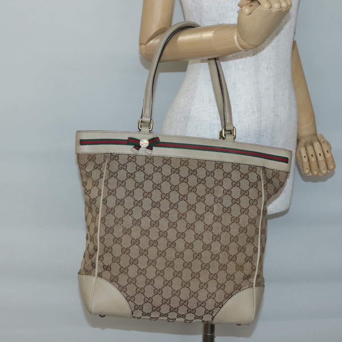 Gucci GUCCI GG Canvas Web Sherry Line Tote Bag Beige Gold Size ONE SIZE - 22 Thumbnail