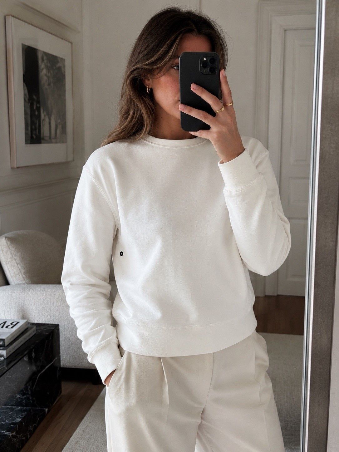 Rag & Bone Rag & Bone Sweatshirt Womens M White Fleece Lined Crewneck Size M / US 6-8 / IT 42-44 - 1 Thumbnail
